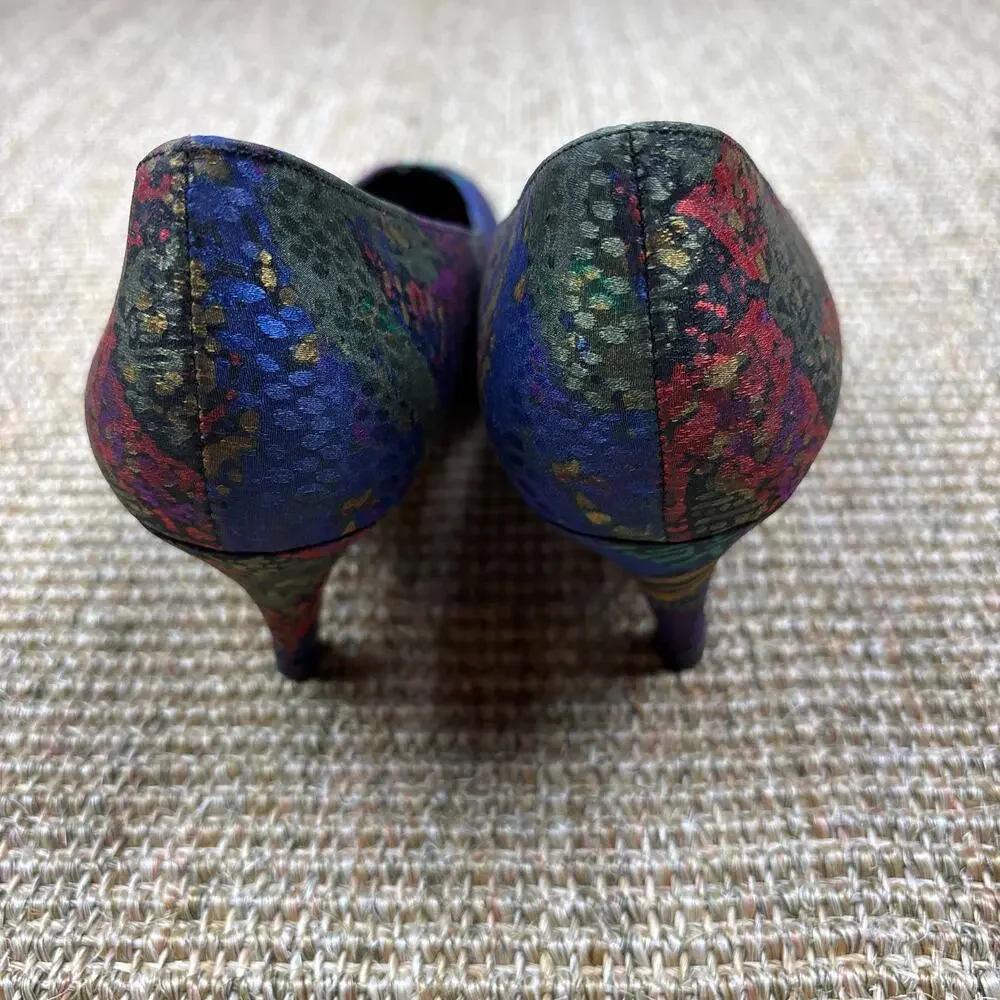 ๐ Vintage Life Stride Kitten Heel Pumps | 8.5 | Multicolor Jewel Tone Abstract - Picture 6 of 8
